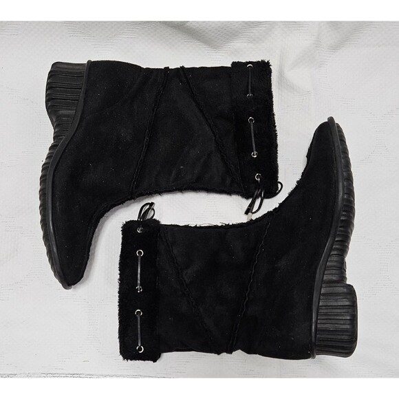 Vaneli Suede Ankle Boots Women's 6M Faux Fur Lined And Trim Heeled GUC - Picture 1 of 6